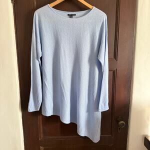 EILEEN FISHER | Light Blue Asymmetrical sweater Tunic Tencel / Merino  | Large